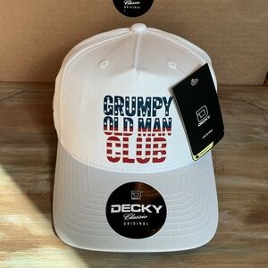 Grumpy Old Man Club in Stars and Stripes letters trucker hat